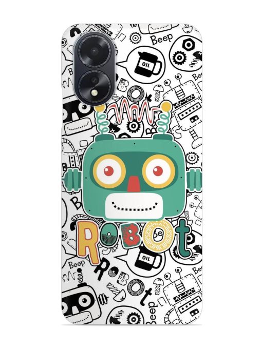 Robot Modern Seamless Pattern Snap Case for Oppo A18 Zapvi