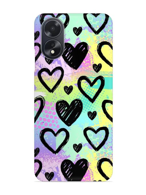 Bright Pattern Hearts Snap Case for Oppo A18 Zapvi