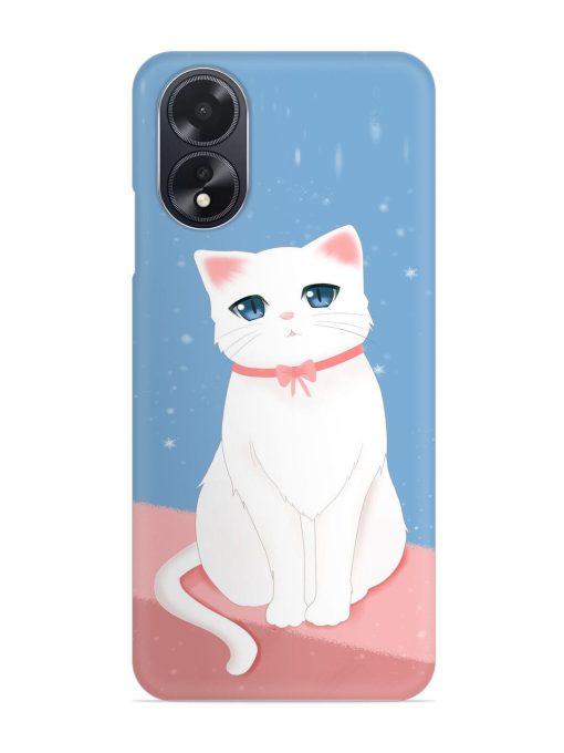 Cute White Cat Snap Case for Oppo A18 Zapvi