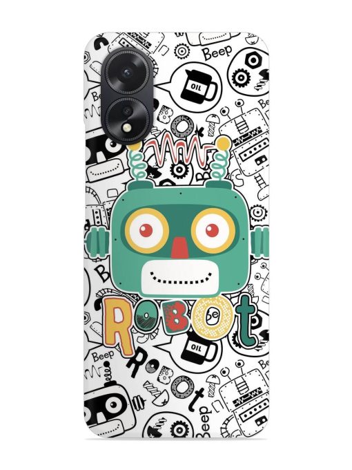 Robot Modern Seamless Pattern Snap Case for Oppo A38 Zapvi