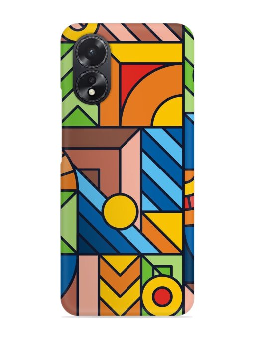 Colorful Geometric Snap Case for Oppo A38 Zapvi