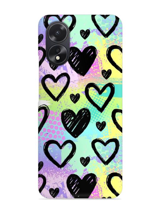 Bright Pattern Hearts Snap Case for Oppo A38 Zapvi