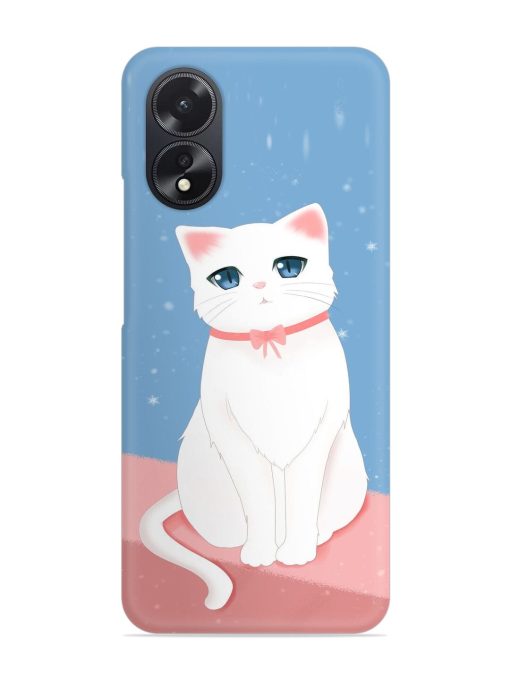 Cute White Cat Snap Case for Oppo A38 Zapvi