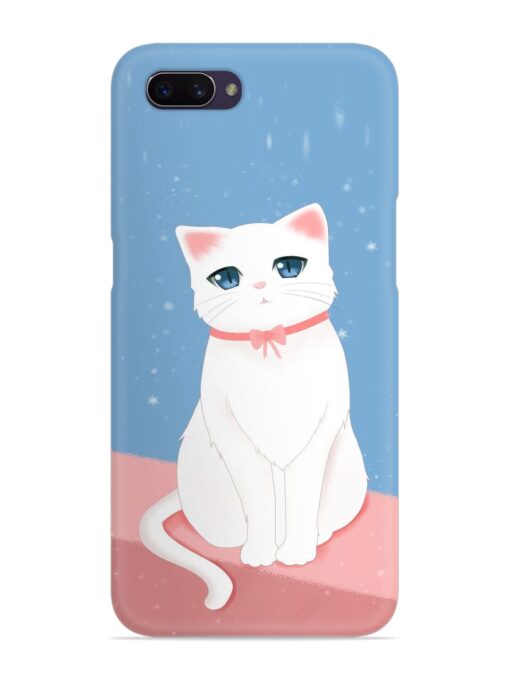 Cute White Cat Snap Case for Oppo A3S Zapvi