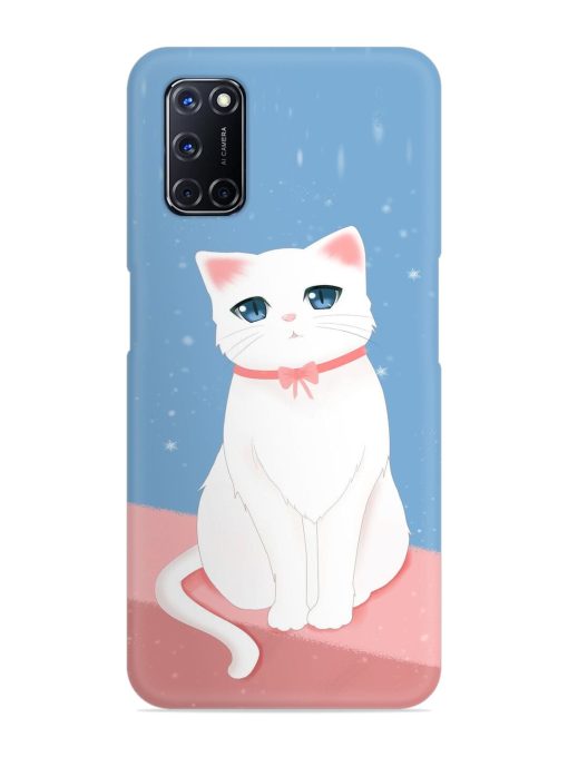 Cute White Cat Snap Case for Oppo A52 Zapvi