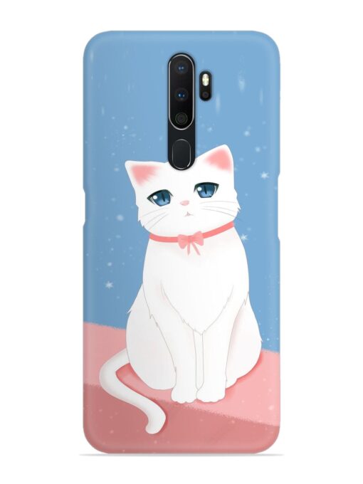 Cute White Cat Snap Case for Oppo A5 (2020) Zapvi