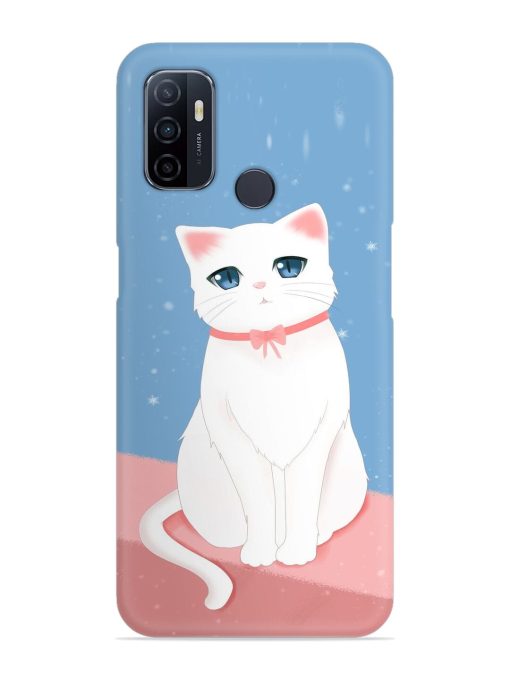 Cute White Cat Snap Case for Oppo A53 Zapvi