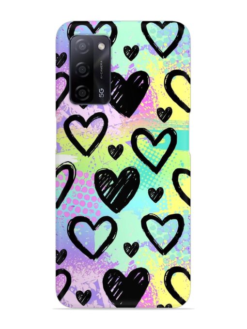 Bright Pattern Hearts Snap Case for Oppo A53S (5G)