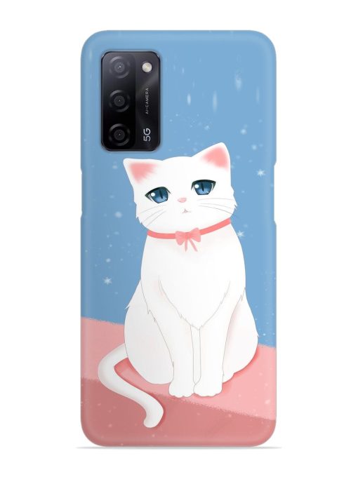 Cute White Cat Snap Case for Oppo A53S (5G)