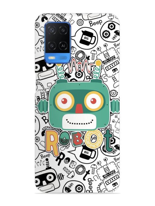 Robot Modern Seamless Pattern Snap Case for Oppo A54 Zapvi