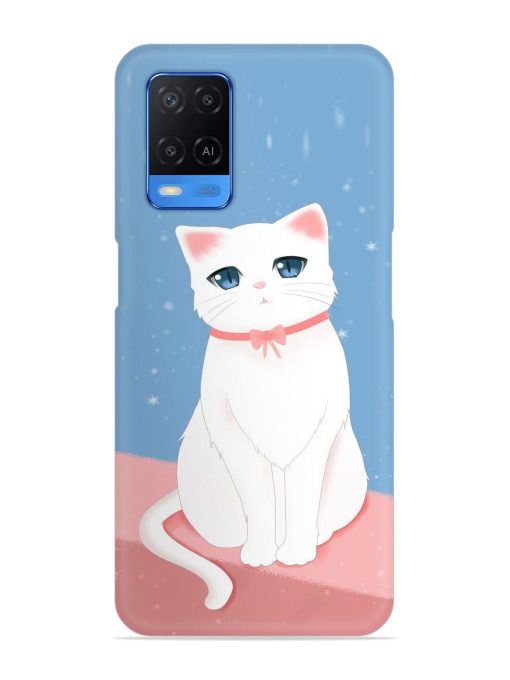 Cute White Cat Snap Case for Oppo A54 Zapvi