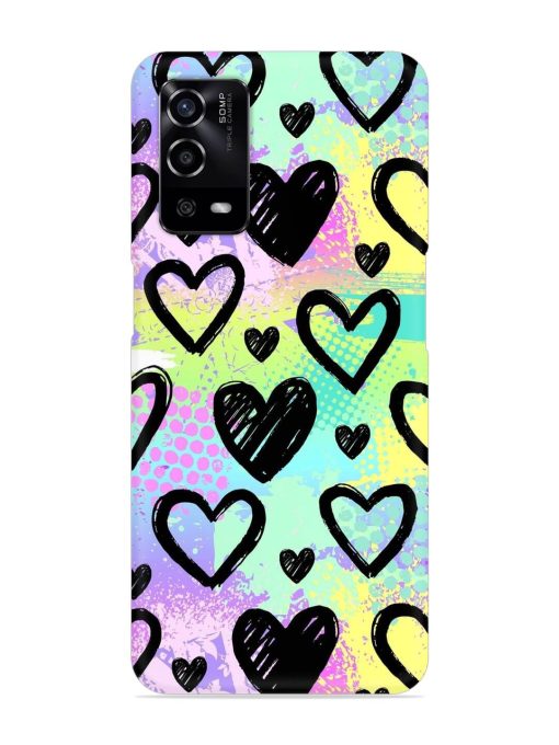 Bright Pattern Hearts Snap Case for Oppo A55