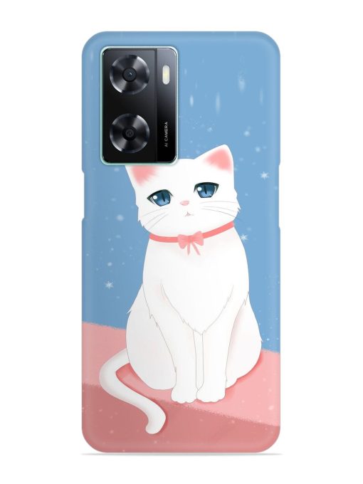 Cute White Cat Snap Case for Oppo A57 (4G) Zapvi