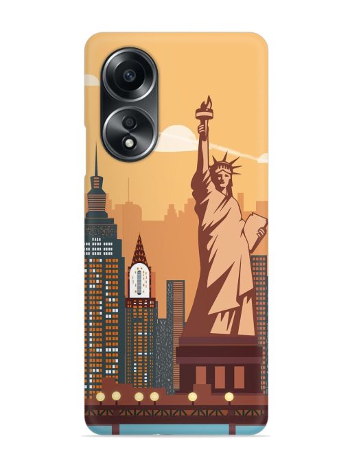 New York Statue Of Liberty Architectural Scenery Snap Case for Oppo A58 Zapvi