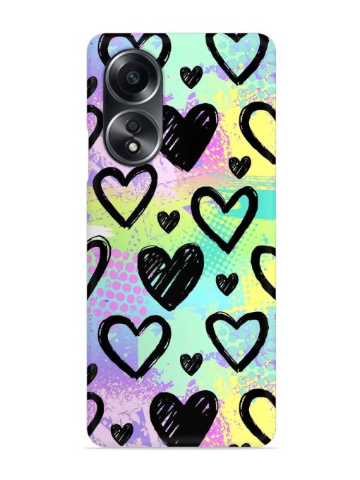 Bright Pattern Hearts Snap Case for Oppo A58 Zapvi