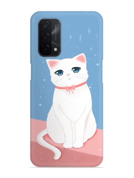 Cute White Cat Snap Case for Oppo A74 (5G) Zapvi