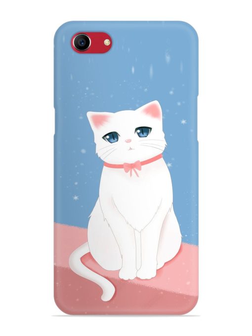 Cute White Cat Snap Case for Oppo A83 Zapvi