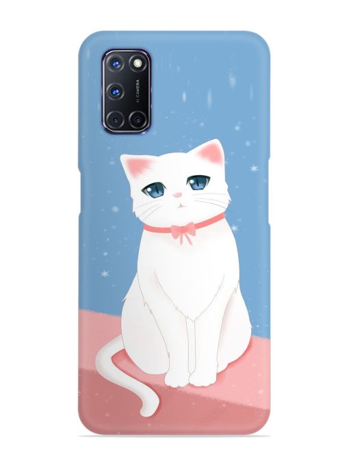 Cute White Cat Snap Case for Oppo A92 Zapvi