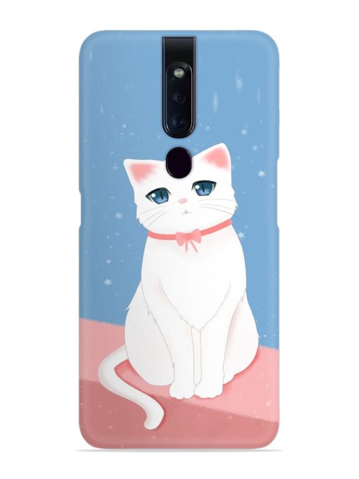 Cute White Cat Snap Case for Oppo F11 Pro Zapvi