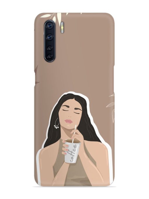 Girl With Coffee Snap Case for Oppo F15 Zapvi