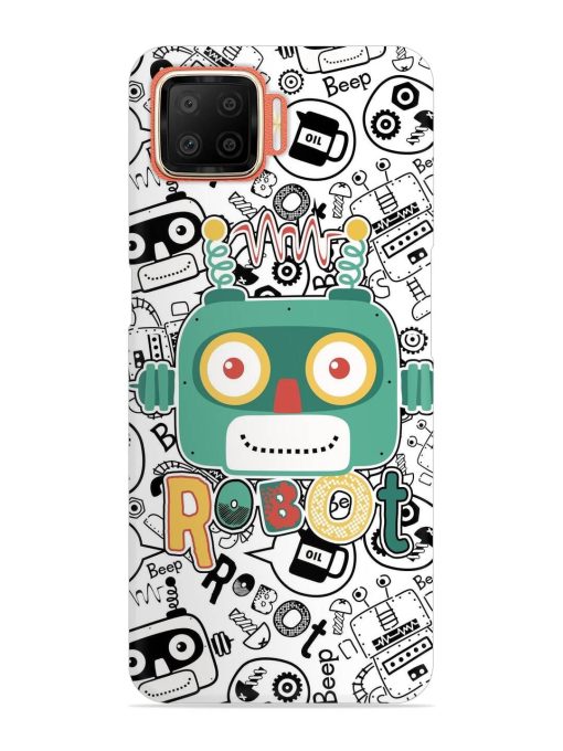 Robot Modern Seamless Pattern Snap Case for Oppo F17 Zapvi