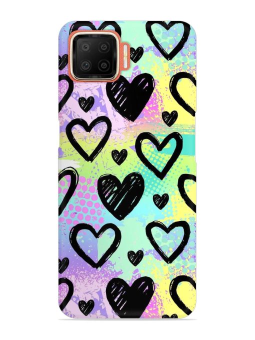 Bright Pattern Hearts Snap Case for Oppo F17