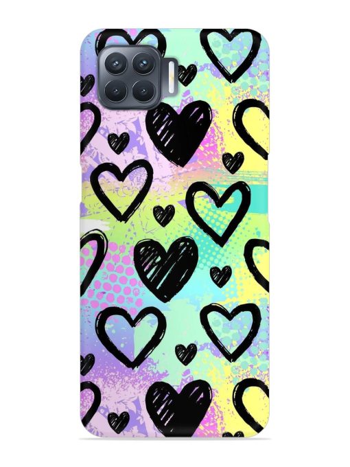 Bright Pattern Hearts Snap Case for Oppo F17 Pro Zapvi