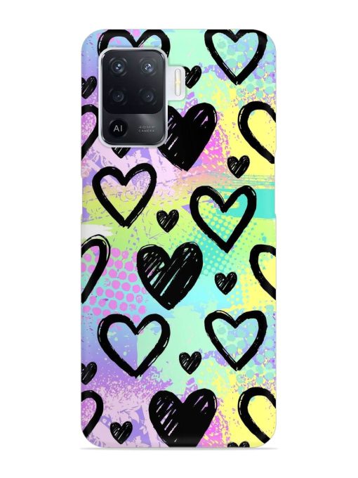 Bright Pattern Hearts Snap Case for Oppo F19 Pro Zapvi