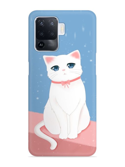 Cute White Cat Snap Case for Oppo F19 Pro