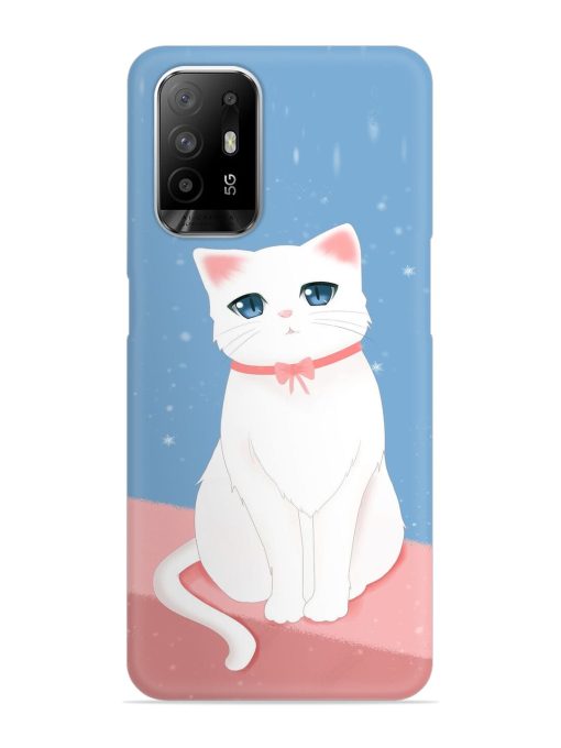 Cute White Cat Snap Case for Oppo F19 Pro Plus