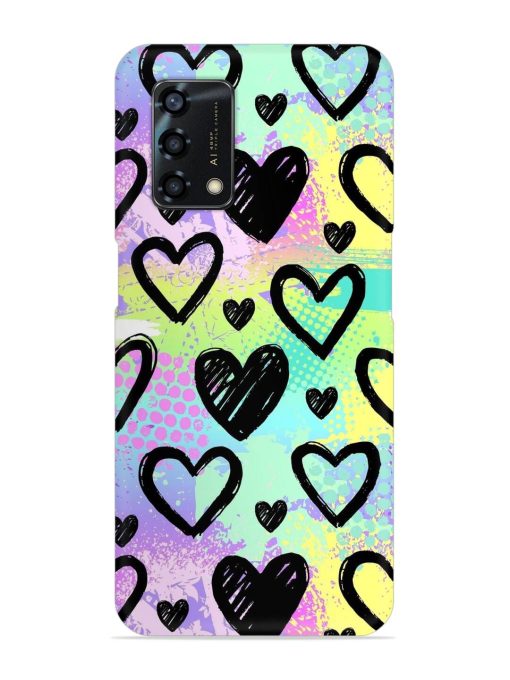 Bright Pattern Hearts Snap Case for Oppo F19S