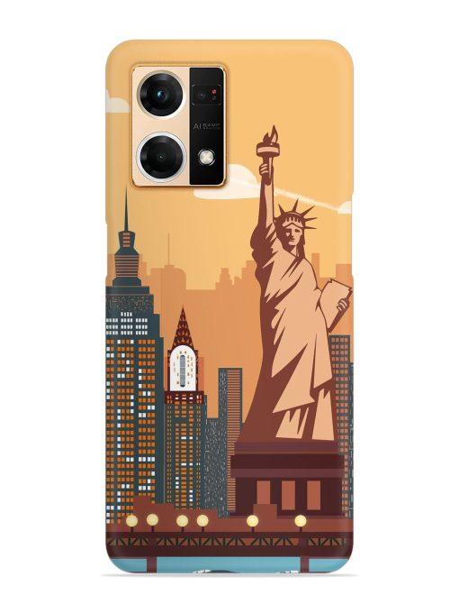 New York Statue Of Liberty Architectural Scenery Snap Case for Oppo F21 Pro (4G) Zapvi