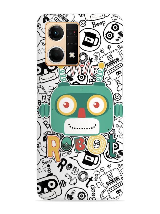 Robot Modern Seamless Pattern Snap Case for Oppo F21 Pro (4G) Zapvi