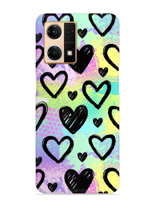 Bright Pattern Hearts Snap Case for Oppo F21 Pro (4G)