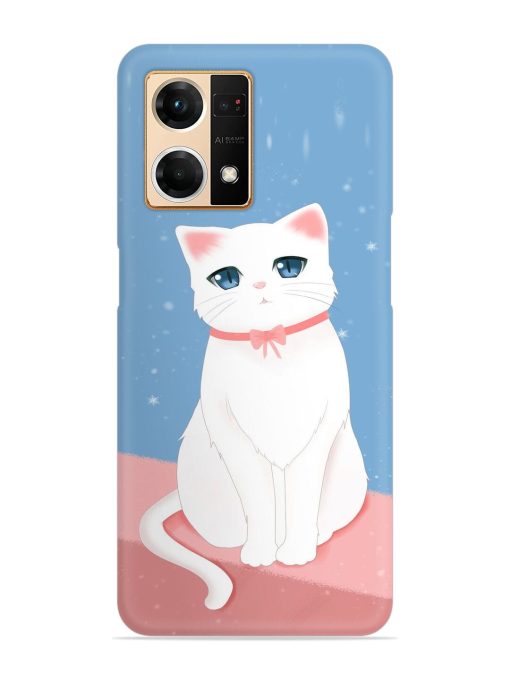 Cute White Cat Snap Case for Oppo F21 Pro (4G)