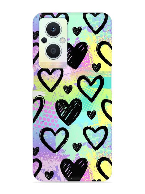 Bright Pattern Hearts Snap Case for Oppo F21 Pro (5G)