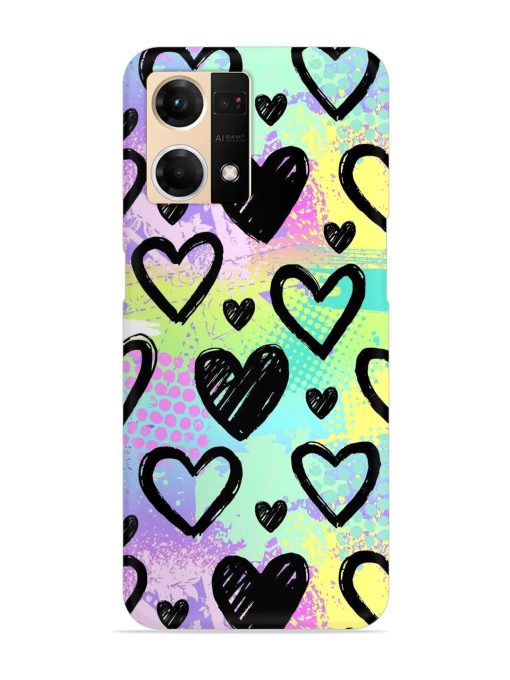 Bright Pattern Hearts Snap Case for Oppo F21S Pro (4G) Zapvi