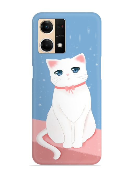 Cute White Cat Snap Case for Oppo F21S Pro (4G) Zapvi