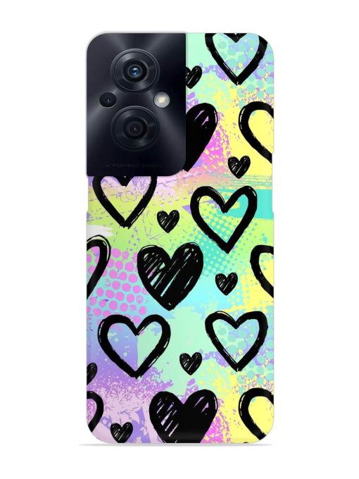 Bright Pattern Hearts Snap Case for Oppo F21S Pro (5G) Zapvi