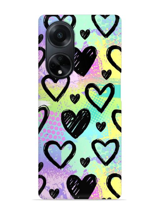 Bright Pattern Hearts Snap Case for Oppo F23 (5G)