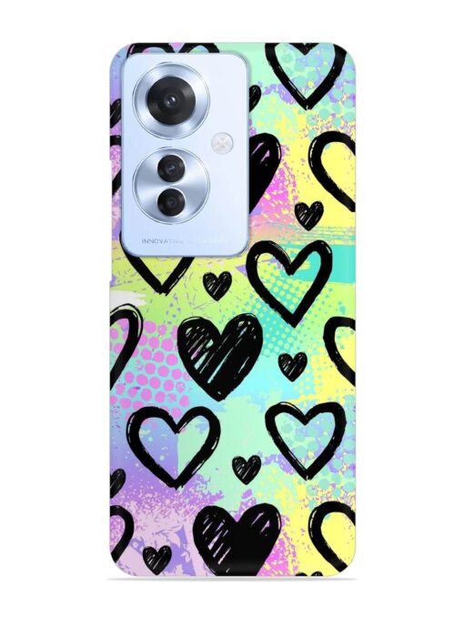 Bright Pattern Hearts Snap Case for Oppo F25 Pro (5G) Zapvi