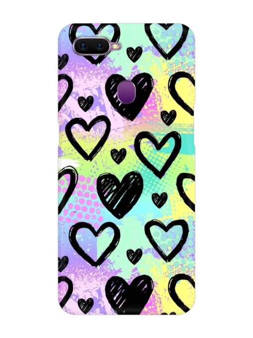 Bright Pattern Hearts Snap Case for Oppo F9 Zapvi