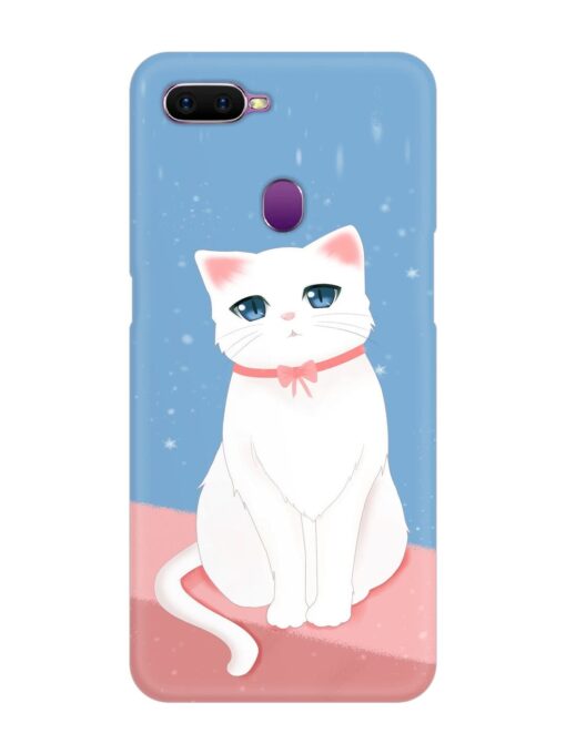 Cute White Cat Snap Case for Oppo F9 Zapvi