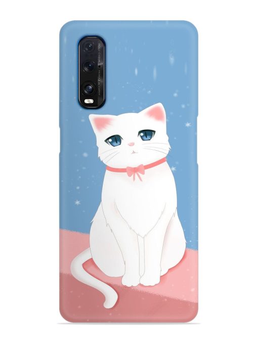 Cute White Cat Snap Case for Oppo Find X2 Zapvi