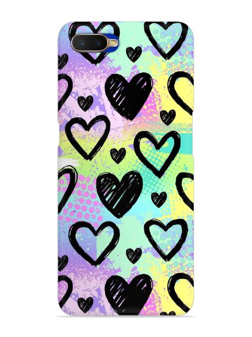 Bright Pattern Hearts Snap Case for Oppo K1 Zapvi