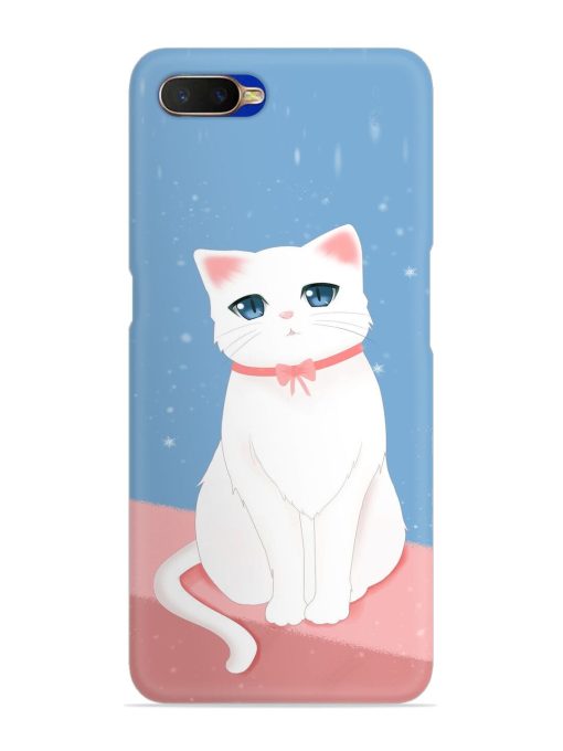 Cute White Cat Snap Case for Oppo K1 Zapvi