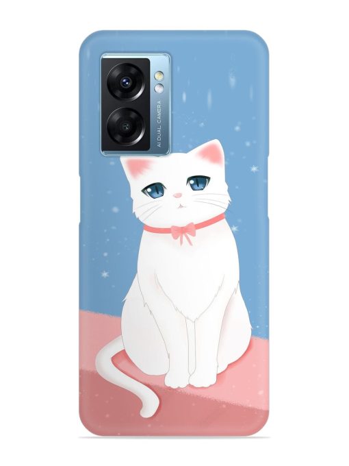 Cute White Cat Snap Case for Oppo K10 (5G)