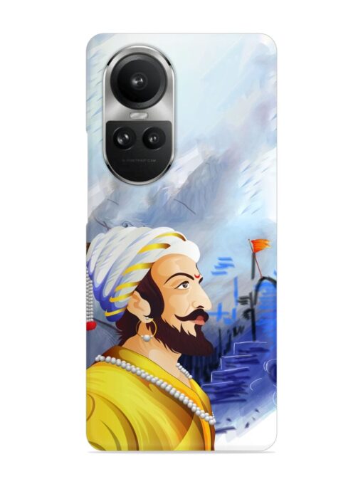 Shivaji Maharaj Color Paint Art Snap Case for Oppo Reno 10 Pro (5G)