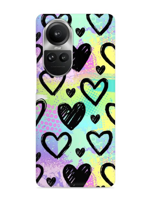 Bright Pattern Hearts Snap Case for Oppo Reno 10 Pro (5G) Zapvi