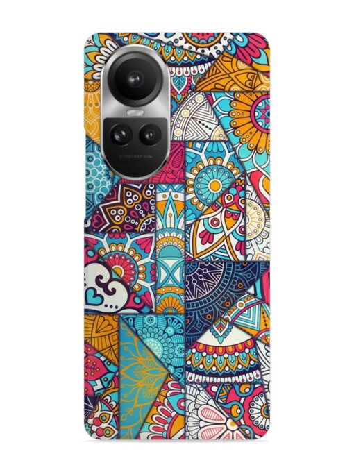 Patchwork Pattern Vintage Snap Case for Oppo Reno 10 Pro (5G)